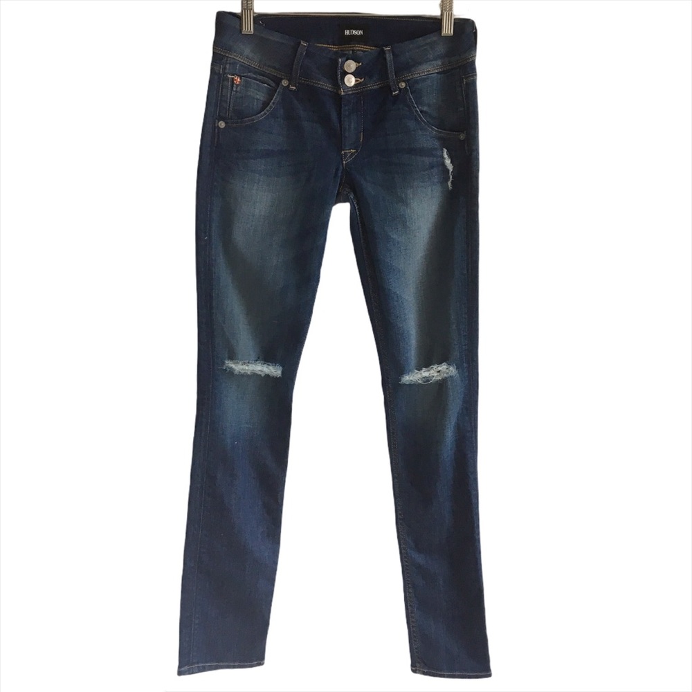 Hudson Collin Flap Pocket Distressed Skinny Jeans